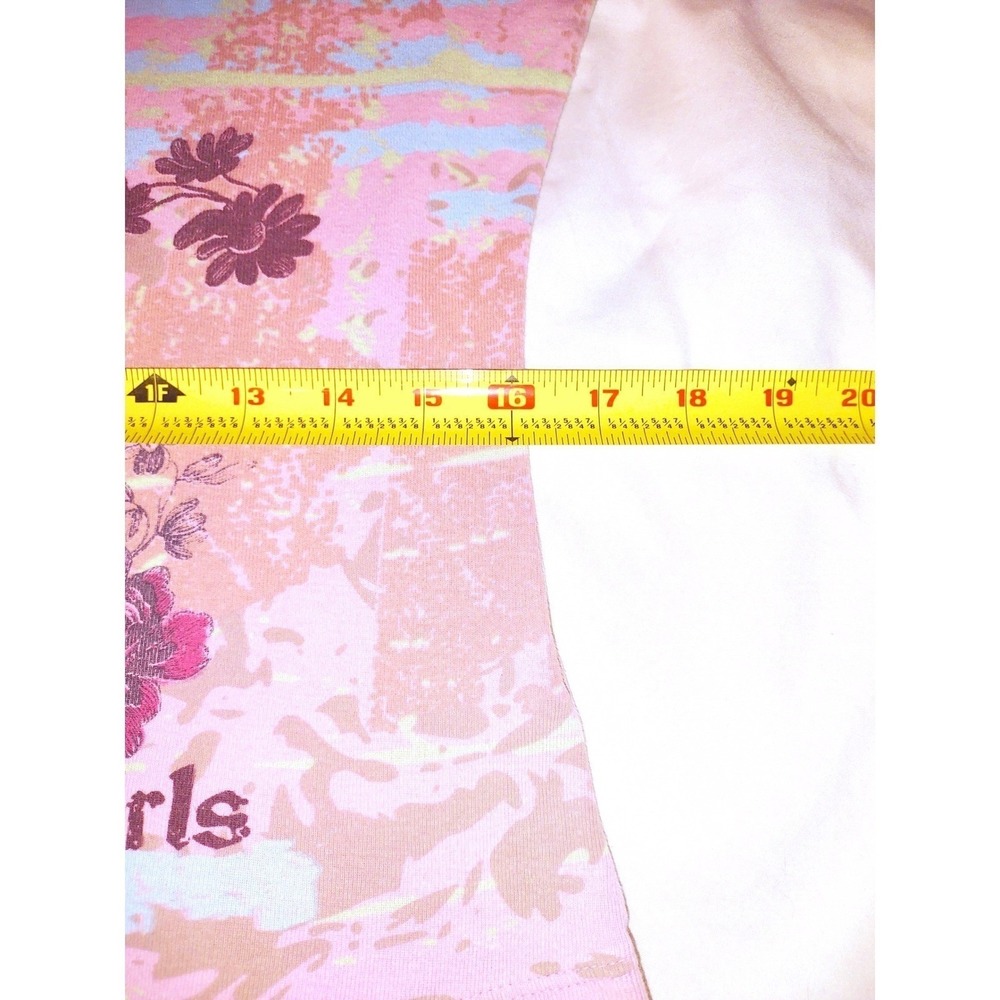Vintage Y2K Pink‎ Floral Graphic Baby Tee Made in USA Glam Coquette Class Top - Picture 5 of 9